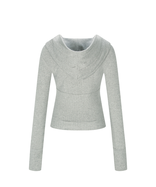 Devon Ribbed Hoodie (Melange Grey)