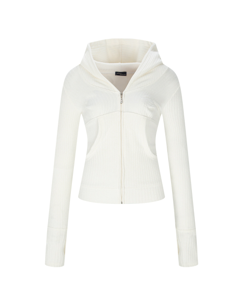 Devon Ribbed Hoodie (Ivory)