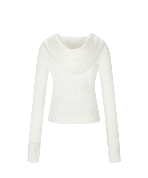 Devon Ribbed Hoodie (Ivory)