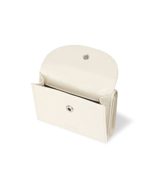 CRINKLE HALFMOON MINI WALLET - VANILLA