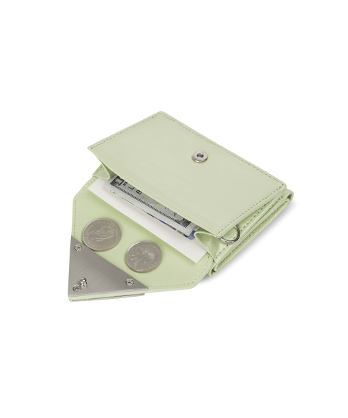 CRINKLE TRIANGLE TRIPLE WALLET - PISTACHIO