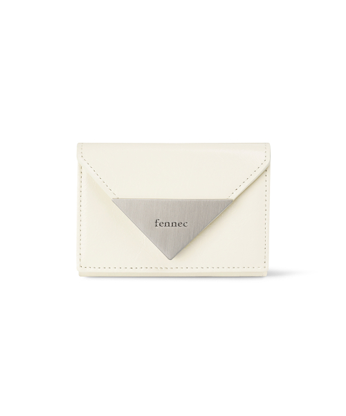 CRINKLE TRIANGLE TRIPLE WALLET - VANILLA