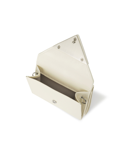 CRINKLE TRIANGLE TRIPLE WALLET - VANILLA
