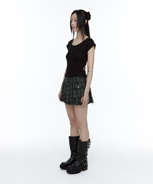Asci Cross Henly Neck T-shirt Black
