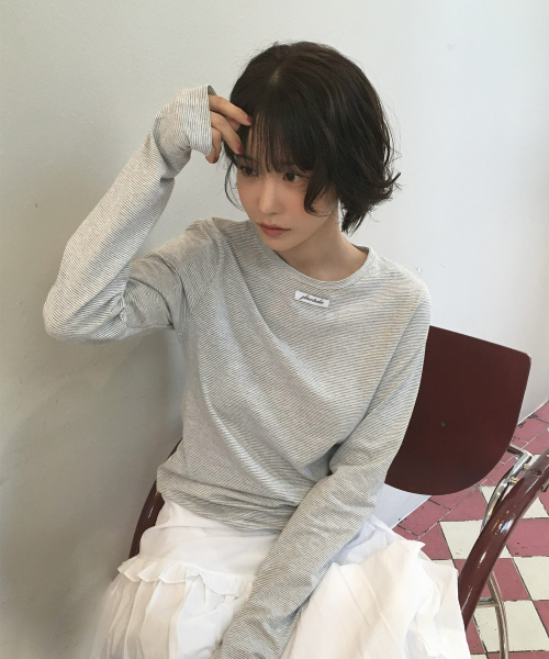 베이직 단가라 아웃라벨 소프트 롱슬리브 우먼즈 티셔츠_3COLOR
