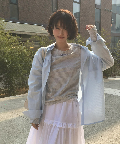 베이직 단가라 아웃라벨 소프트 롱슬리브 우먼즈 티셔츠_3COLOR