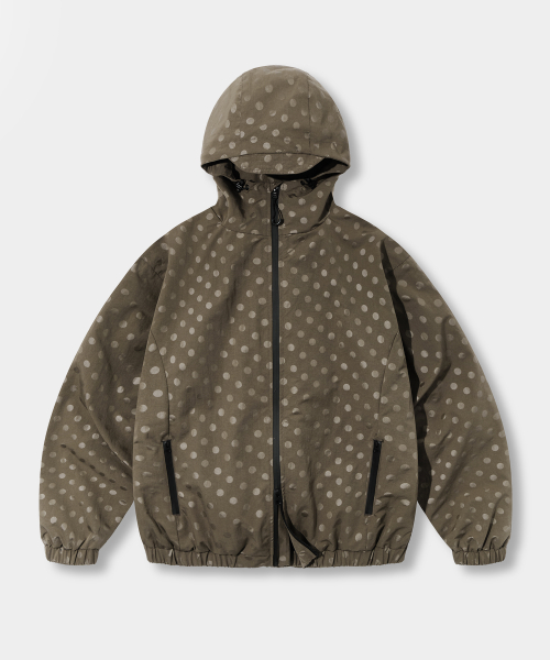 2WAY ESSENTIAL DOT HOODED WINDBREAKER_BROWN