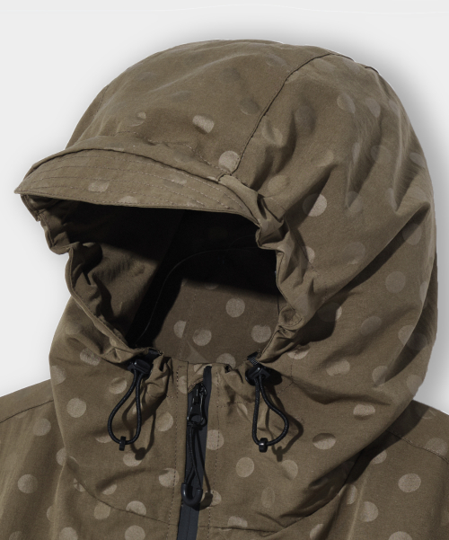 2WAY ESSENTIAL DOT HOODED WINDBREAKER_BROWN
