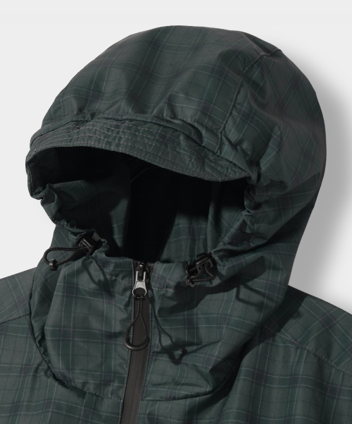 ESSENTIAL CHECK HOODED ANORAK_2 COLOR