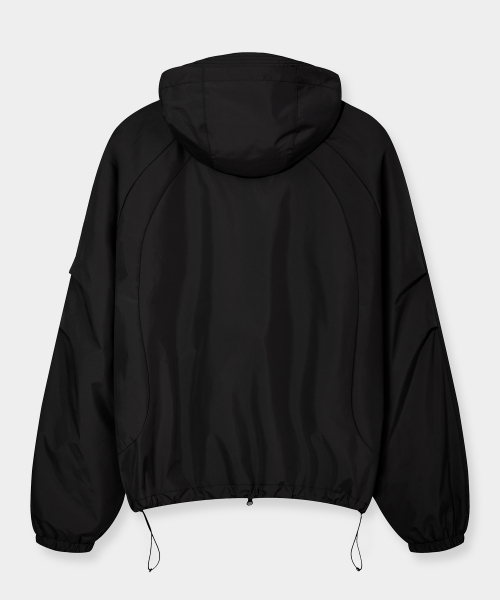 BALACLAVA SLASH HOODED ZIP-UP_WINDBREAKER BLACK