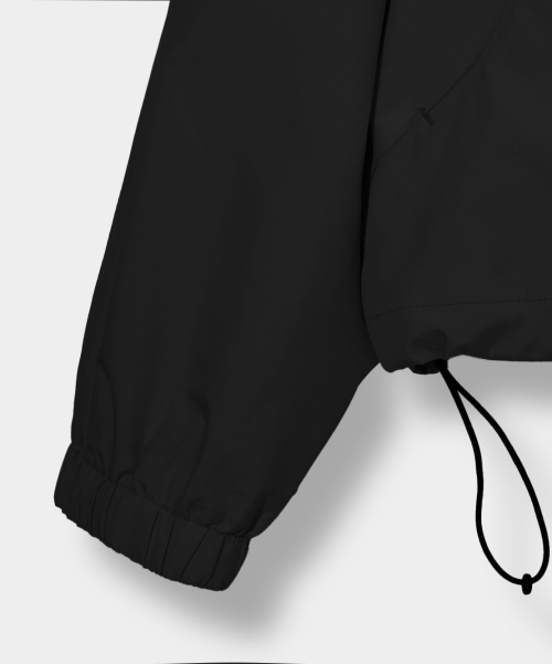 BALACLAVA SLASH HOODED ZIP-UP_WINDBREAKER BLACK