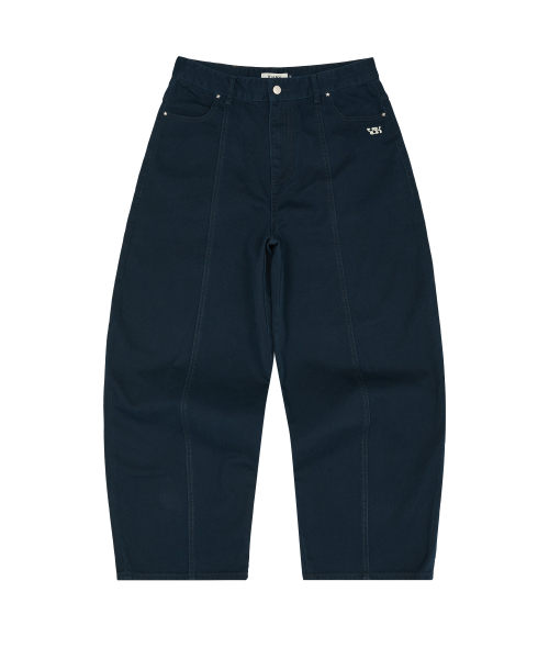 Curved Cutting Cotton Pants NAVY
