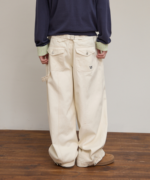 Cinch Bag Curved Cotton Pants IVORY