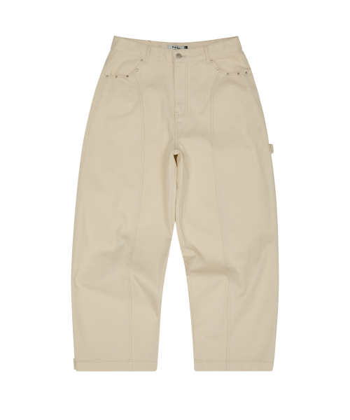 Cinch Bag Curved Cotton Pants IVORY