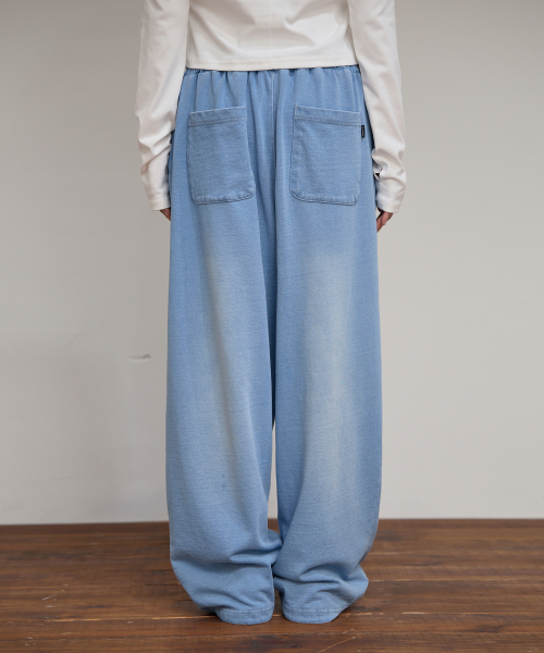 YK Applique Denim Sweat pants LIGHT BLUE