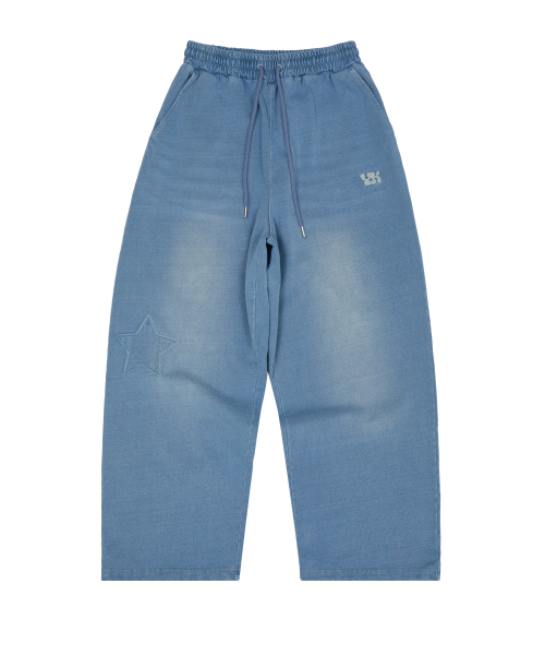 YK Applique Denim Sweat pants LIGHT BLUE