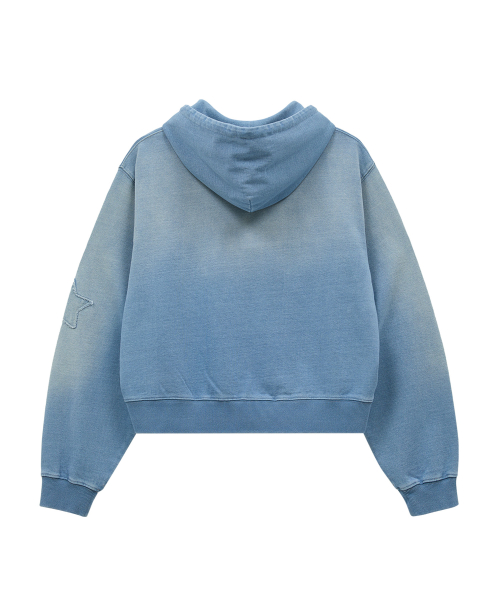 YK Applique Denim Hood Zip Up LIGHT BLUE