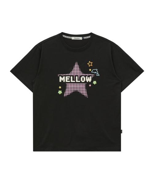 MELLOW Star Check Half T-shirt BLACK