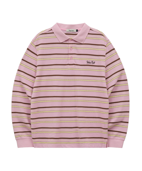 Stripe Logo Pique Long Sleeve T-shirt PINK