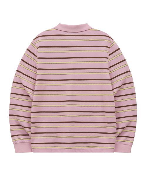 Stripe Logo Pique Long Sleeve T-shirt PINK