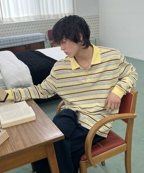 Stripe Logo Pique Long Sleeve T-shirt YELLOW