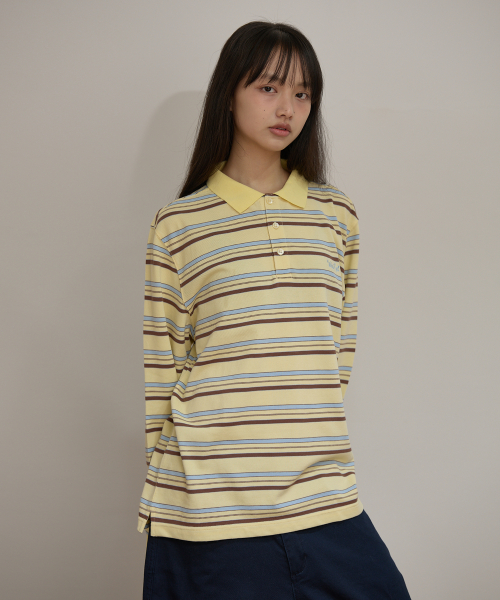 Stripe Logo Pique Long Sleeve T-shirt YELLOW