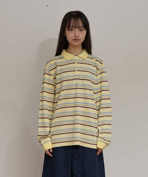 Stripe Logo Pique Long Sleeve T-shirt YELLOW