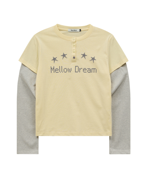 MELLOW DREAM Stripe Layerd T-shirt YELLOW