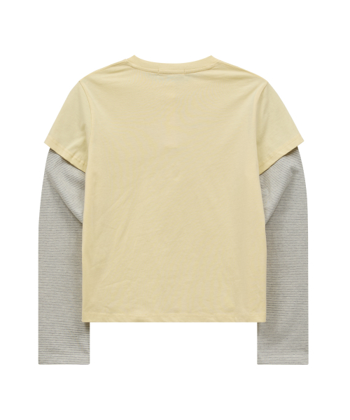 MELLOW DREAM Stripe Layerd T-shirt YELLOW