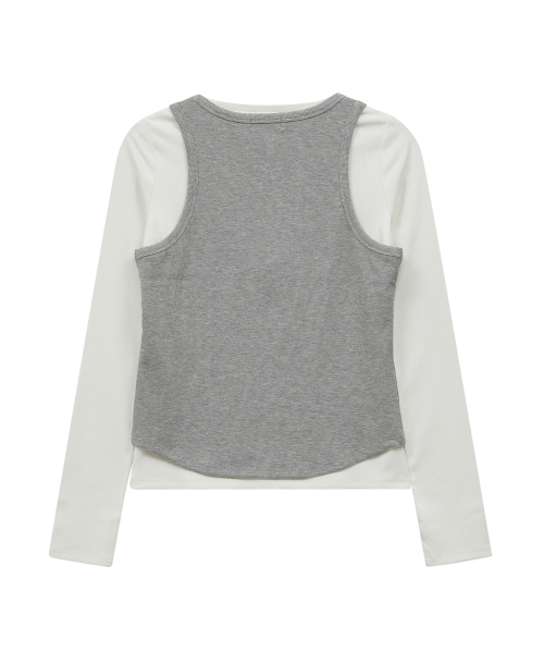 Star Cut Out Top SET Layered T-shirt IVORY