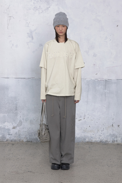 APPLIQUE LAYERED T-SHIRT IN IVORY