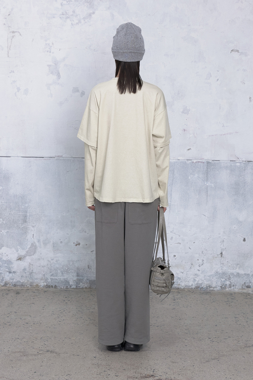 APPLIQUE LAYERED T-SHIRT IN IVORY