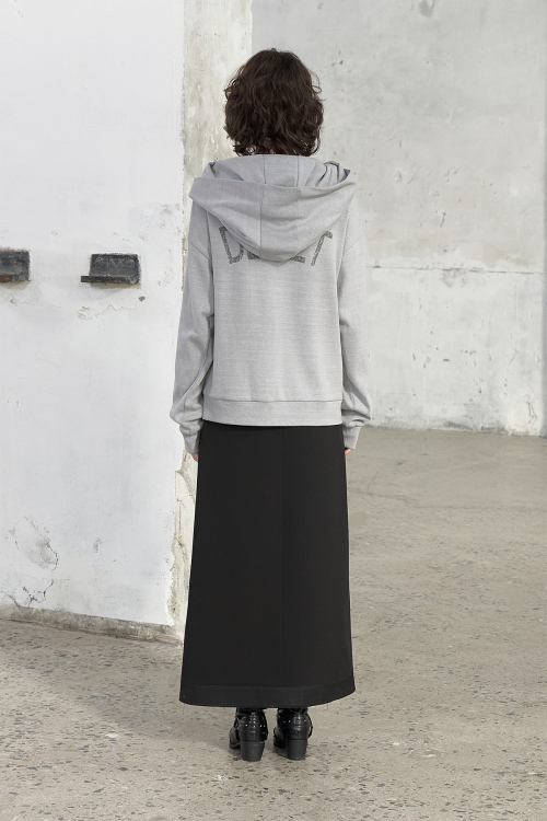 BIG HOODED SWEAT PULLOVER IN GREY