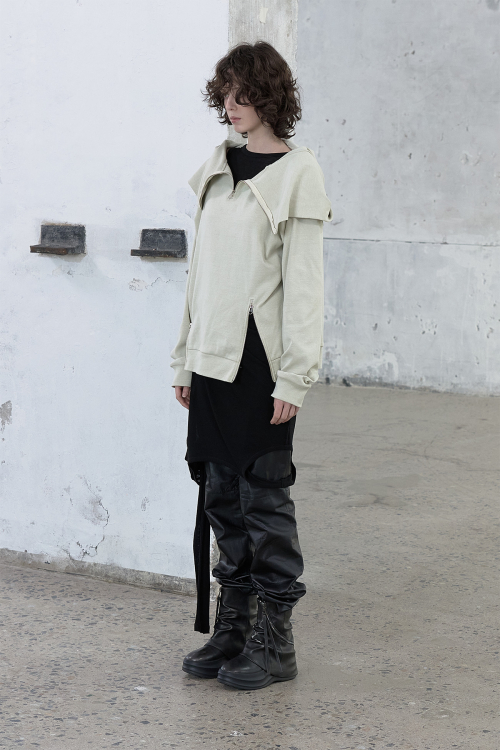 BIG HOODED SWEAT PULLOVER IN OATMEAL