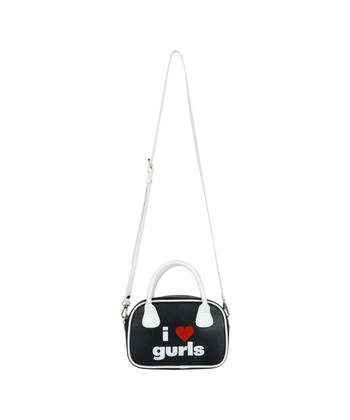 GURLS LEATHER BOWLING BAG BLACK