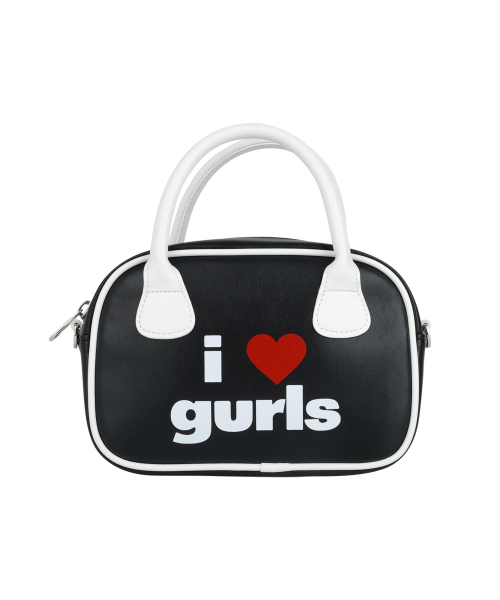 GURLS LEATHER BOWLING BAG BLACK