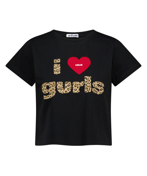 VINTAGE LEOPARD GURLS T-SHIRT BLACK