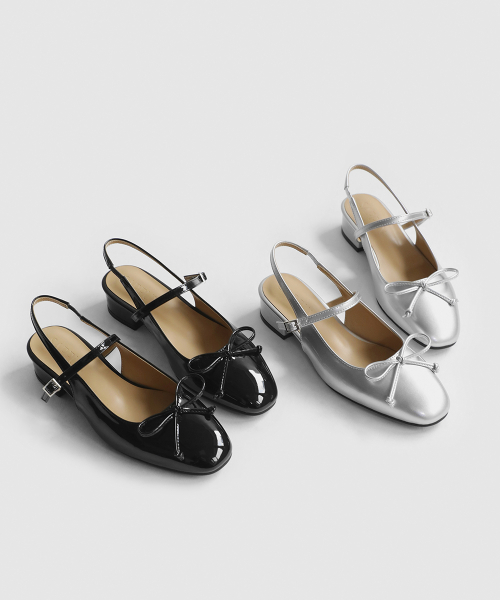 벨루아 리본 슬링백 플랫슈즈 (3cm)