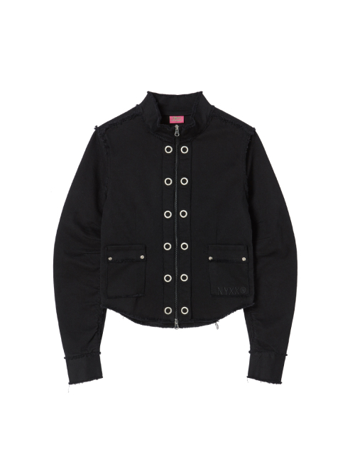 EYELET COTTON JACKET BLACK