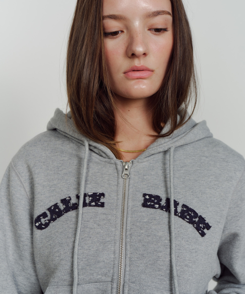 CALIE BABE SOLID HOOD ZIP UP MELANGEGRAY