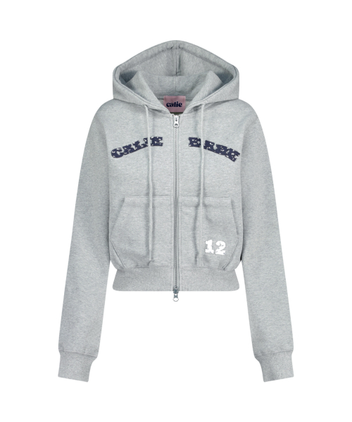 CALIE BABE SOLID HOOD ZIP UP MELANGEGRAY