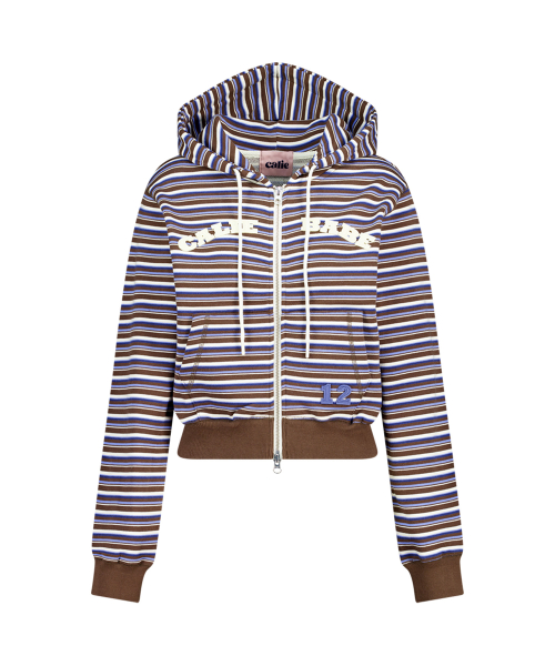 CALIE BABE STRIPE HOOD ZIP UP BROWN