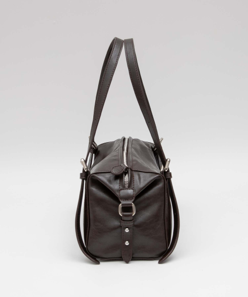 FAUX LEATHER BUCKLE SHOULDER BAG BROWN