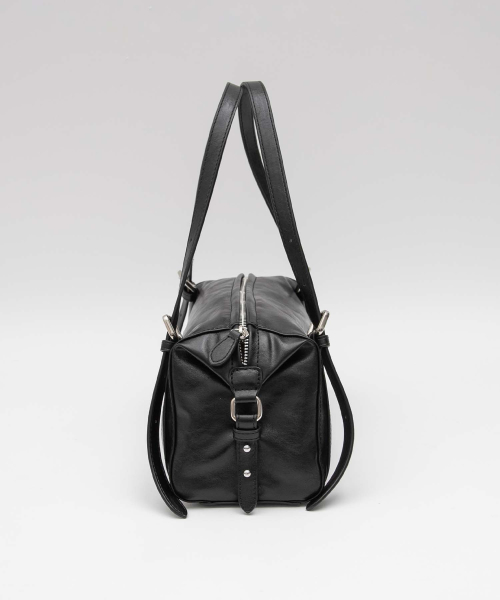 FAUX LEATHER BUCKLE SHOULDER BAG BLACK