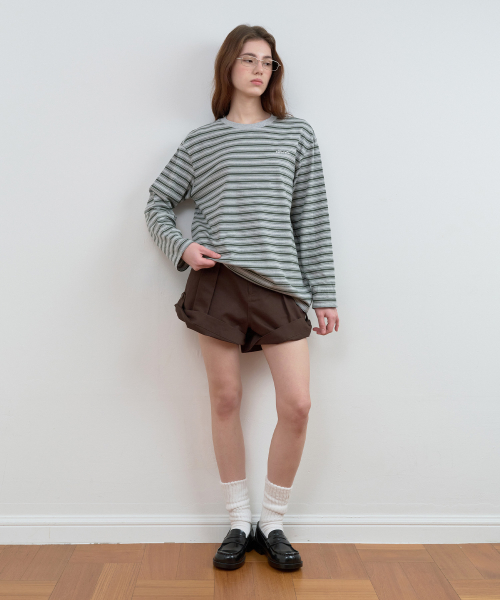 TURN UP SHORT PANTS BROWN