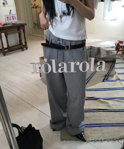 BELT SET TWO-WAY SWEAT PANTS GRAY