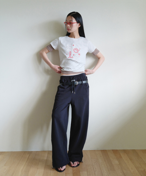 BELT SET TWO-WAY SWEAT PANTS BLACK