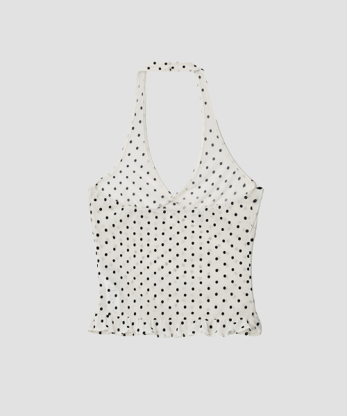 DOT HALTER SLEEVELESS TOP IVORY