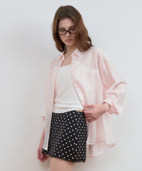 LOOSE FIT BACK POINT STRIPE SHIRTS L/PK