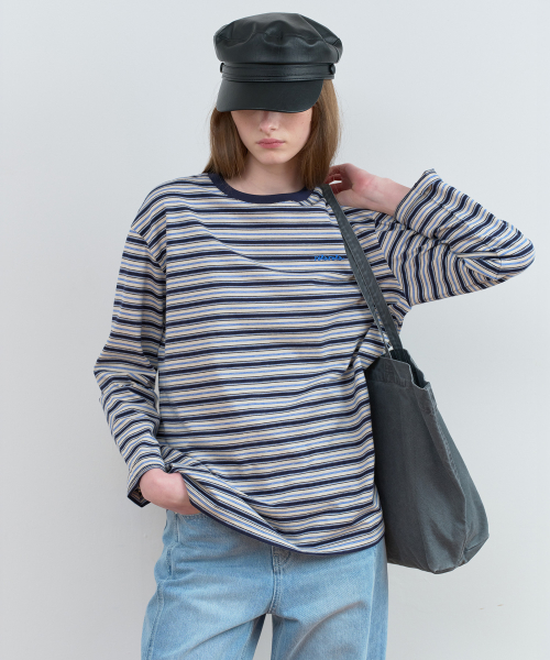 STRIPE LONG SLEEVE T-SHIRT NV+IV